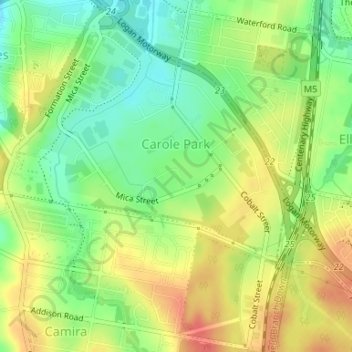 Carole Park topographic map, elevation, terrain