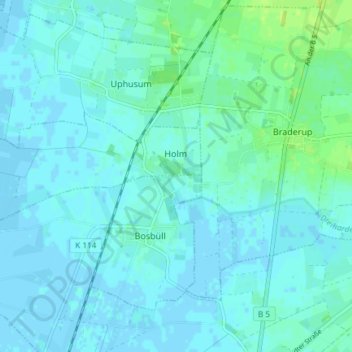 Holm topographic map, elevation, terrain