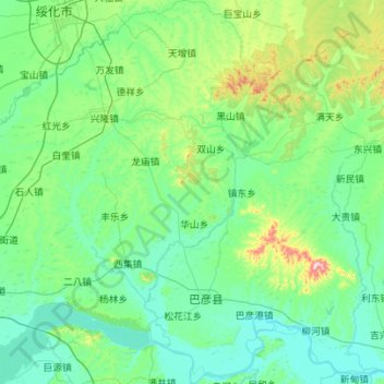 巴彦县 topographic map, elevation, terrain