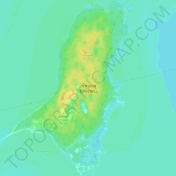 остров Коневец topographic map, elevation, terrain