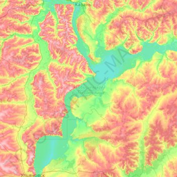 Kuibyschewer Stausee topographic map, elevation, terrain