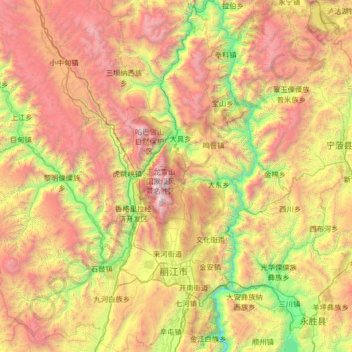 Yulong Nakhi Autonomous County topographic map, elevation, terrain