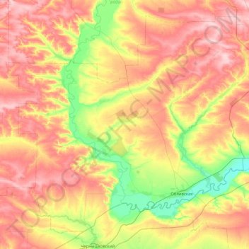 Обливский район topographic map, elevation, terrain