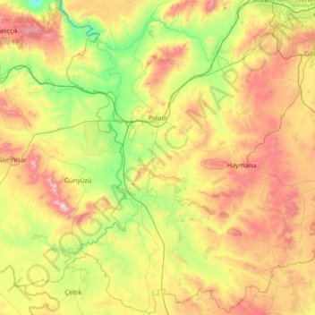 Polatlı topographic map, elevation, terrain