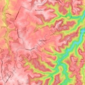 Galston topographic map, elevation, terrain