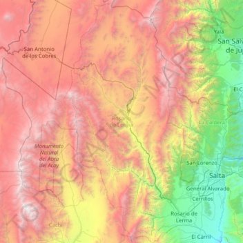 Rosario de Lerma topographic map, elevation, terrain