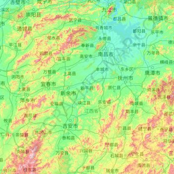赣江 topographic map, elevation, terrain