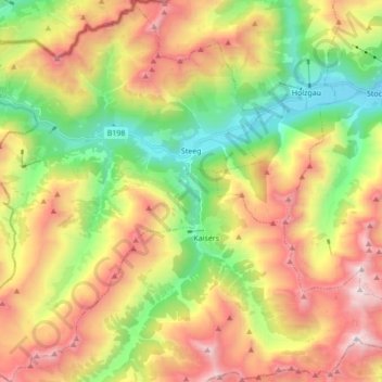 Steeg topographic map, elevation, terrain