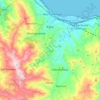 Patti topographic map, elevation, terrain