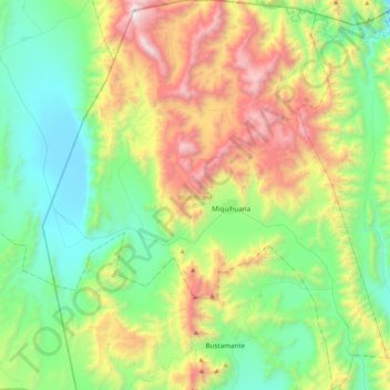 Miquihuana topographic map, elevation, terrain