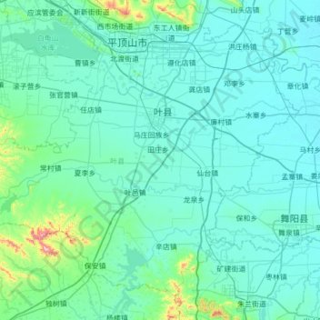 叶县 topographic map, elevation, terrain