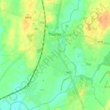 Thurles topographic map, elevation, terrain