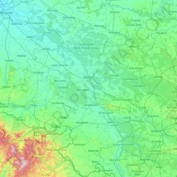 Opole Voivodeship topographic map, elevation, terrain