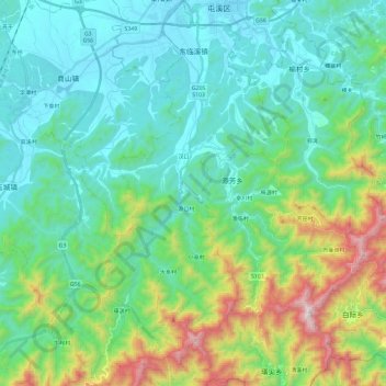 东临溪镇 topographic map, elevation, terrain