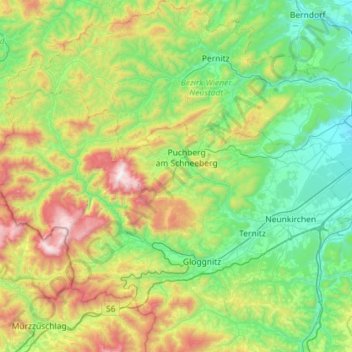 Schwarza topographic map, elevation, terrain