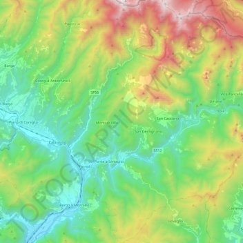 Bagni di Lucca topographic map, elevation, terrain