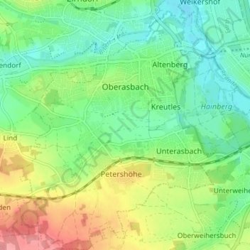 Oberasbach topographic map, elevation, terrain