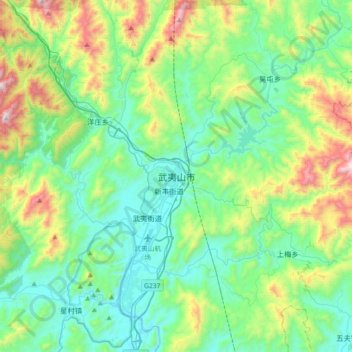 Wuyishan topographic map, elevation, terrain
