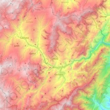 Ubalá topographic map, elevation, terrain