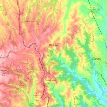 Morlupo topographic map, elevation, terrain