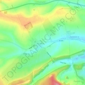 Hindon topographic map, elevation, terrain