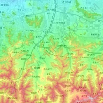 港沟街道 topographic map, elevation, terrain