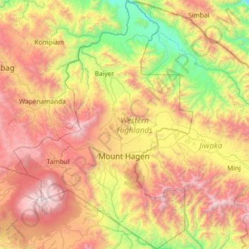 Westliches Hochland topographic map, elevation, terrain