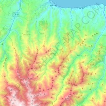 Yomra topographic map, elevation, terrain