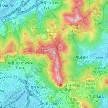 Ma On Shan Country Park topographic map, elevation, terrain