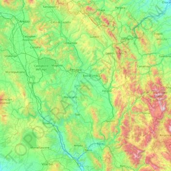 Umbria topographic map, elevation, terrain