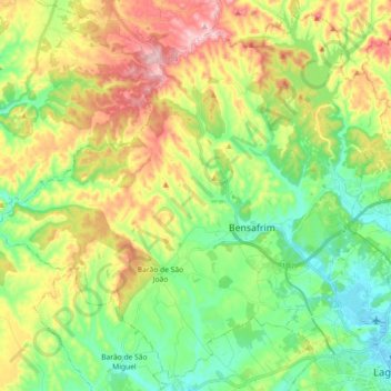 Bensafrim e Barão de São João topographic map, elevation, terrain