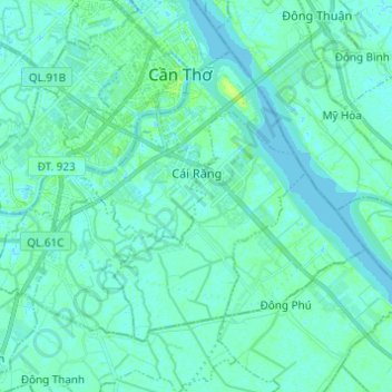 Cái Răng District topographic map, elevation, terrain