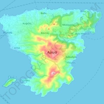Aegina topographic map, elevation, terrain