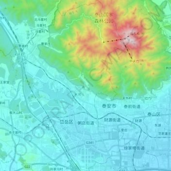 粥店街道 topographic map, elevation, terrain