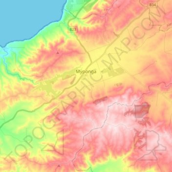Myponga topographic map, elevation, terrain