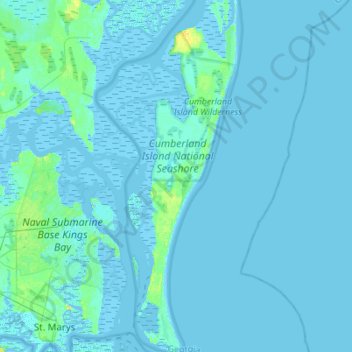 Cumberland Island topographic map, elevation, terrain