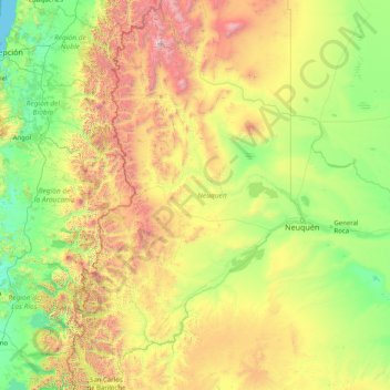 Neuquén topographic map, elevation, terrain