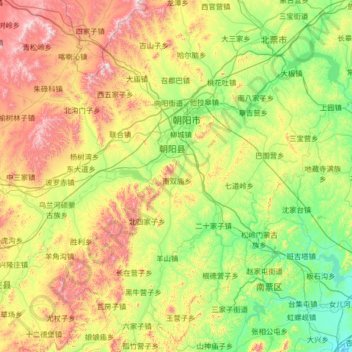 朝阳县 topographic map, elevation, terrain