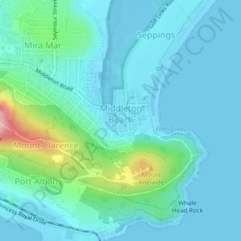 Middleton Beach topographic map, elevation, terrain