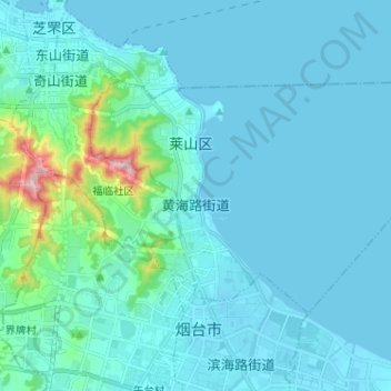 黄海路街道 topographic map, elevation, terrain