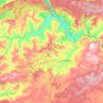 Pınarbaşı topographic map, elevation, terrain