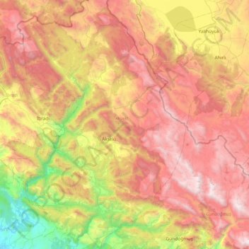 Akseki topographic map, elevation, terrain
