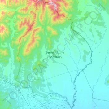 Заповедник «Бастак» topographic map, elevation, terrain