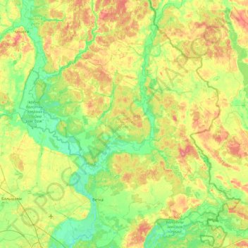 Ветковский район topographic map, elevation, terrain
