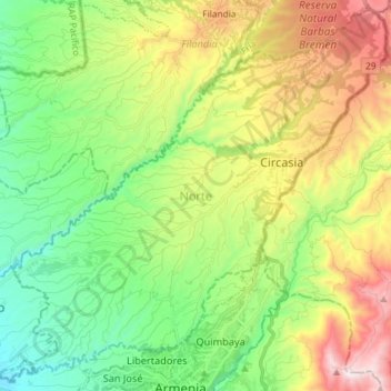 Circasia topographic map, elevation, terrain