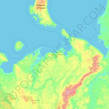 Autonomer Kreis der Nenzen topographic map, elevation, terrain