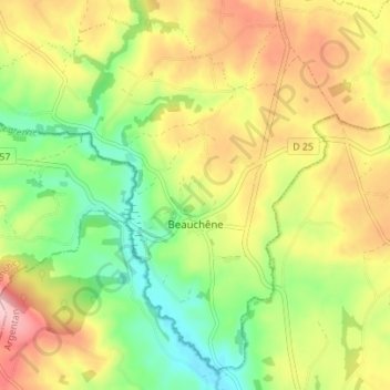 Beauchêne topographic map, elevation, terrain