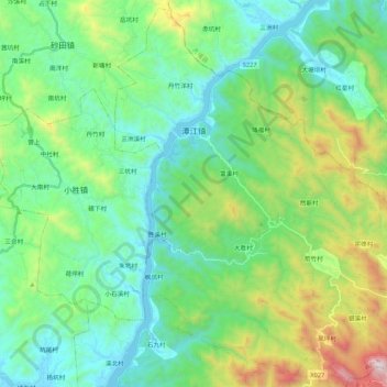 潭江镇 topographic map, elevation, terrain