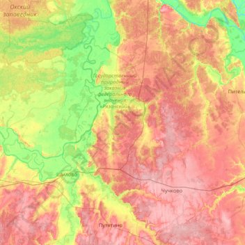 Шиловский район topographic map, elevation, terrain