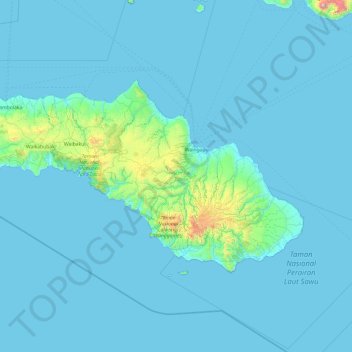 Sumba topographic map, elevation, terrain